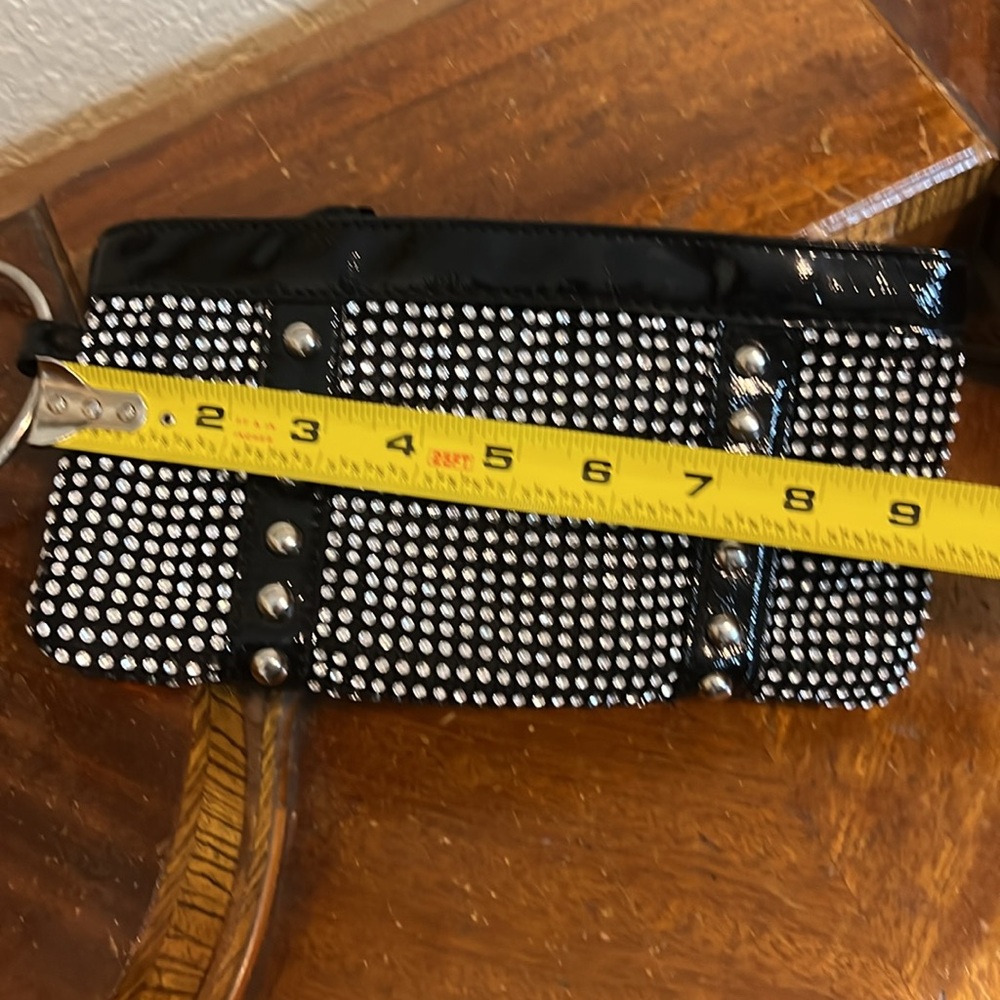 🔥Chic Y2K Black Clutch with Silver Accents crystal rocker silver hoop - Picture 3 of 6